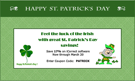 St. Patrick's Day Savings on iCorrect Software